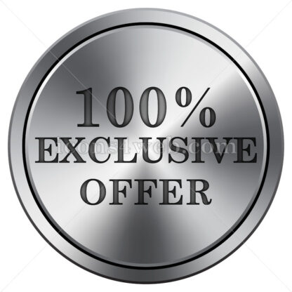 100% exclusive offer icon. Round icon imitating metal. - Website icons