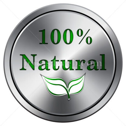 100 percent natural icon. Round icon imitating metal. - Website icons