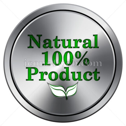 100 percent natural product icon. Round icon imitating metal. - Website icons