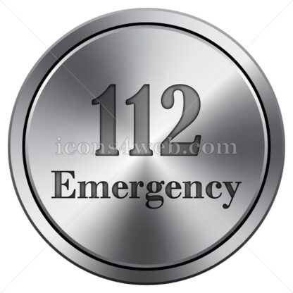 112 Emergency icon. Round icon imitating metal. - Website icons