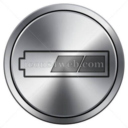 2 thirds charged battery icon. Round icon imitating metal. - Website icons