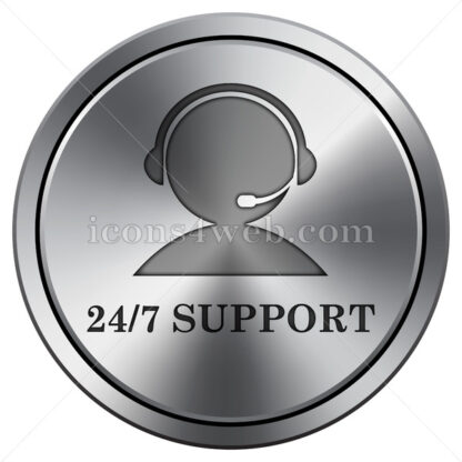 24-7 Support icon. Round icon imitating metal. - Website icons