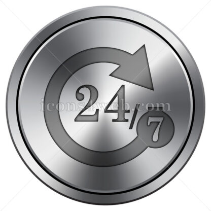 24/7 icon. Round icon imitating metal. - Website icons
