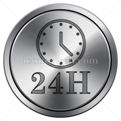 24H clock icon. Round icon imitating metal. - Website icons