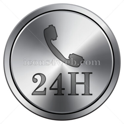 24H phone icon. Round icon imitating metal. - Website icons