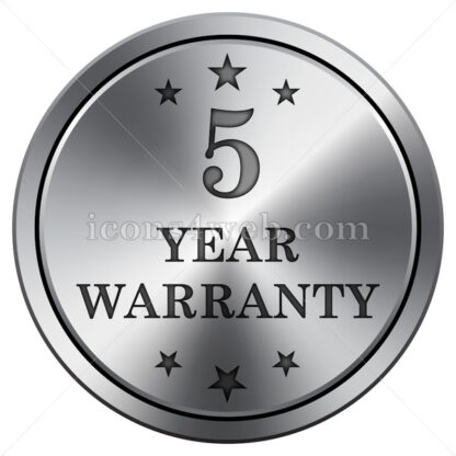 5 year warranty icon. Round icon imitating metal. - Website icons