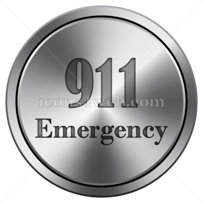 911 Emergency icon. Round icon imitating metal. - Website icons