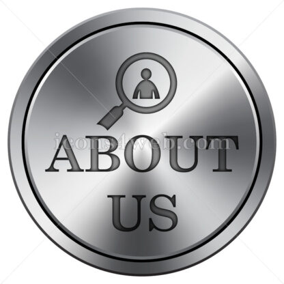 About us icon. Round icon imitating metal. - Website icons