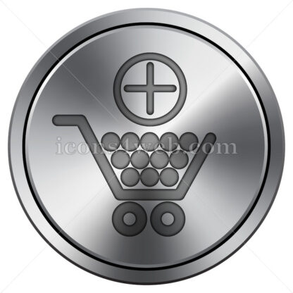Add to shopping cart icon. Round icon imitating metal. - Website icons