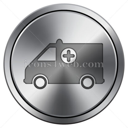 Ambulance icon. Round icon imitating metal. - Website icons