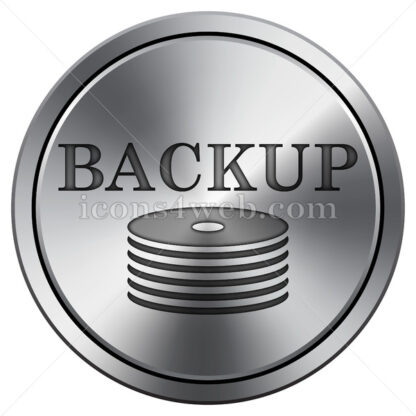 Backup icon imitating metal with carved design. Round icon with border. - Website icons