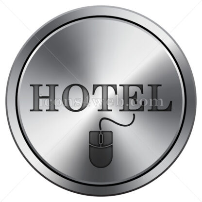 Booking hotel online icon. Round icon imitating metal. - Website icons