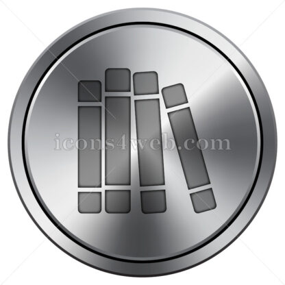 Books library icon. Round icon imitating metal. - Website icons