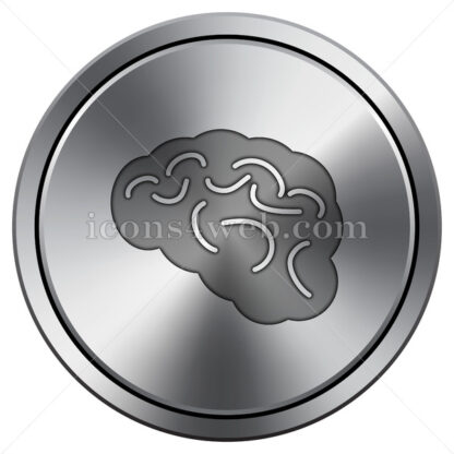 Brain icon. Round icon imitating metal. - Website icons