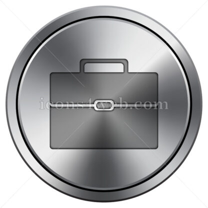 Briefcase button. Round icon imitating metal. Briefcase icon. - Website icons