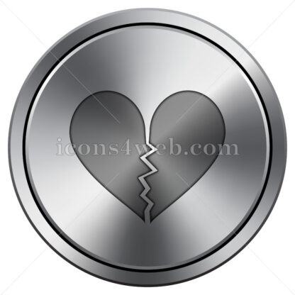 Broken heart icon. Round icon imitating metal. - Website icons