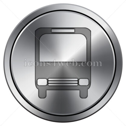 Bus icon. Round icon imitating metal. - Website icons