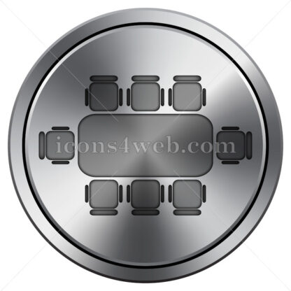 Business meeting table icon. Round icon imitating metal. - Website icons