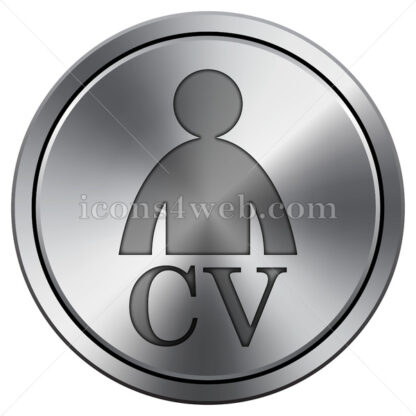 CV icon. Round icon imitating metal. Round CV icon - Website icons