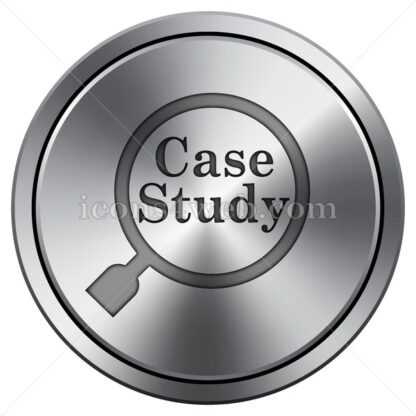 Case study icon. Round icon imitating metal. - Website icons