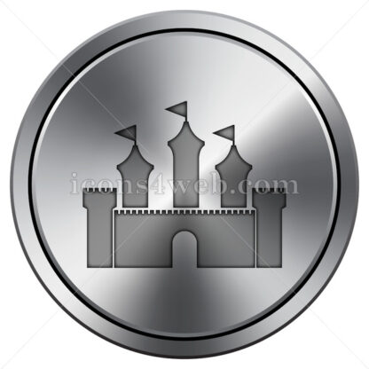Castle icon. Round icon imitating metal. - Website icons