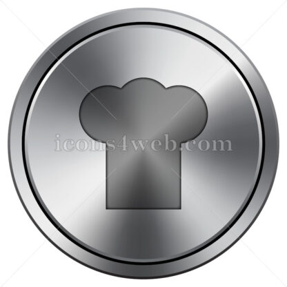 Chef icon imitating metal with carved design. Round icon with border. - Website icons