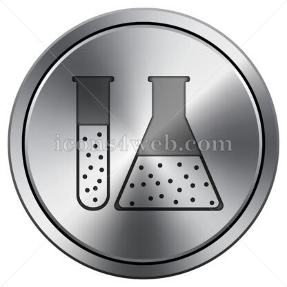 Chemistry set icon. Round icon imitating metal. - Website icons