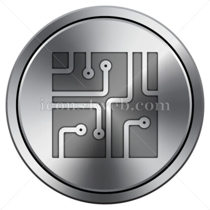Circuit board icon. Round icon imitating metal. - Website icons