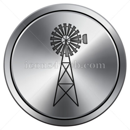 Classic windmill icon. Round icon imitating metal. - Website icons