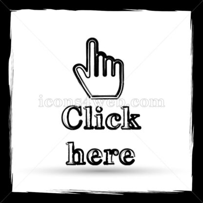 Click here icon. Flat icon with outline design on white background - Website icons