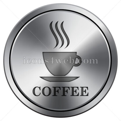 Coffee cup icon. Round icon imitating metal. - Website icons