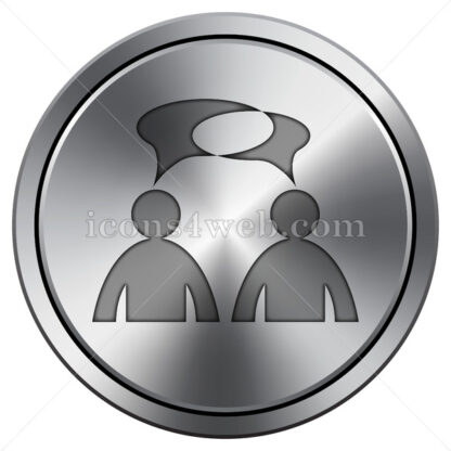 Comments icon. Round icon imitating metal. – men with bubbles - Website icons