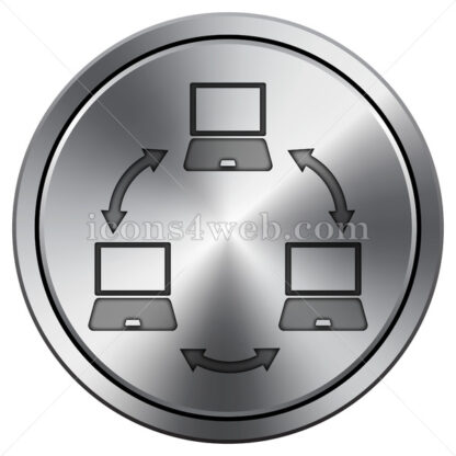 Computer network icon. Round icon imitating metal. - Website icons