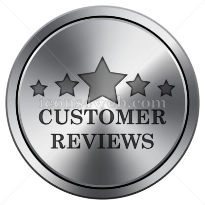 Customer reviews icon. Round icon imitating metal. - Website icons