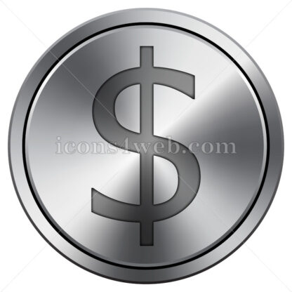 Dollar icon. Round icon imitating metal. - Website icons