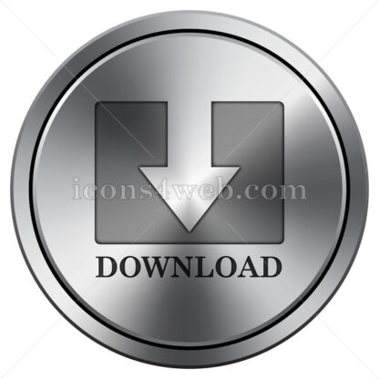 Download icon. Round icon imitating metal. - Website icons