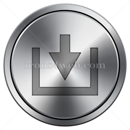 Download sign icon. Round icon imitating metal. - Website icons