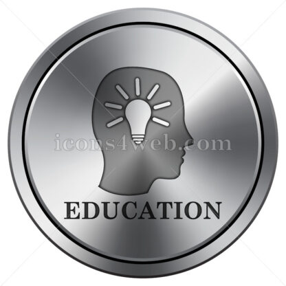 Education icon. Round icon imitating metal. - Website icons