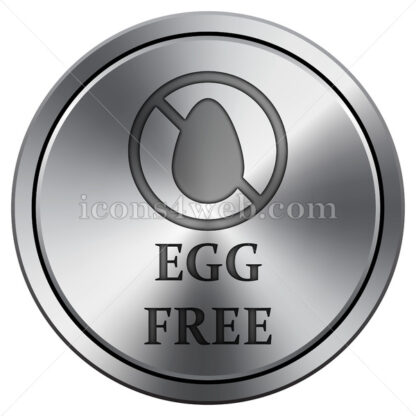 Egg free icon. Round icon imitating metal. - Website icons