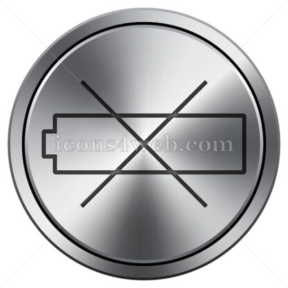Empty battery icon. Round icon imitating metal. - Website icons