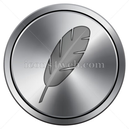 Feather icon. Round icon imitating metal. - Website icons