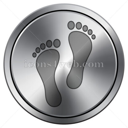 Feet print icon. Round icon imitating metal. - Website icons