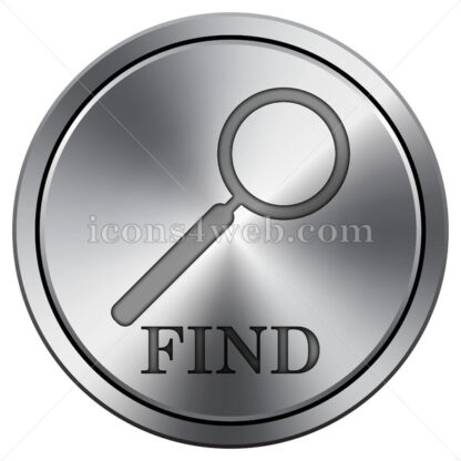 Find icon. Round icon imitating metal. - Website icons