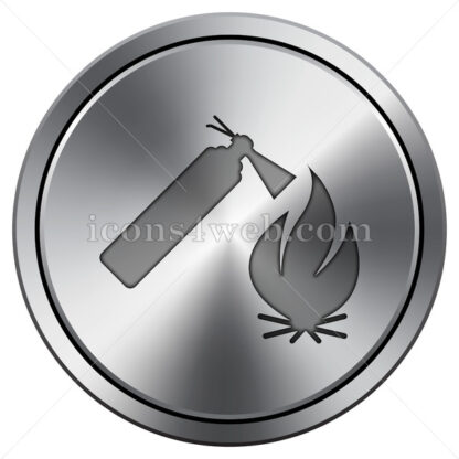 Fire extinguisher icon. Round icon imitating metal. - Website icons