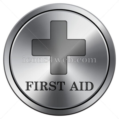 First aid icon. Round icon imitating metal. - Website icons