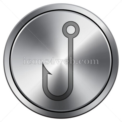 Fish hook icon. Round icon imitating metal. - Website icons