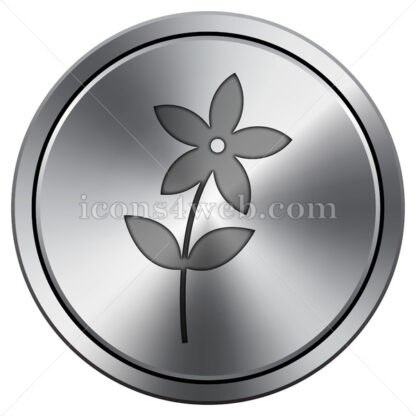 Flower  icon. Round icon imitating metal. - Website icons