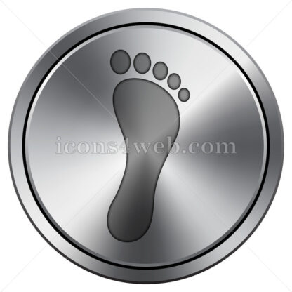 Foot print icon. Round icon imitating metal. - Website icons