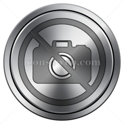Forbidden camera icon. Round icon imitating metal. - Website icons
