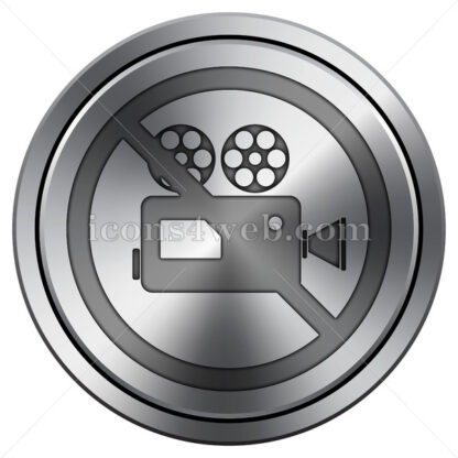 Forbidden video camera icon. Round icon imitating metal. - Website icons
